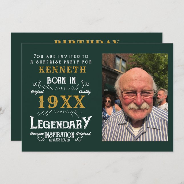 Invitación 40.ª añada de oro verde vintage año (Anverso / Reverso)