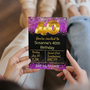 Invitación 40.ª celebración de cumpleaños invita al estilo pu