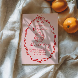 Invitación 40.ª Coqueta de tarta de mano desempapada 40 cumpl