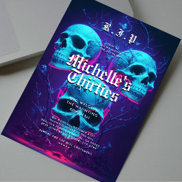 Invitación 40.ª fiesta de cumpleaños de Halloween Neon Skull 