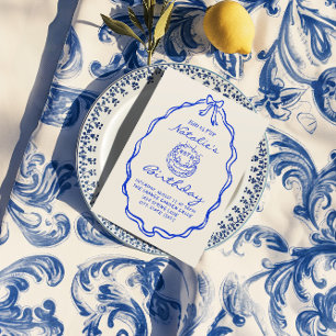 Invitación 40.ª Fiesta de Cumpleaños del Pastel de Oro Azul