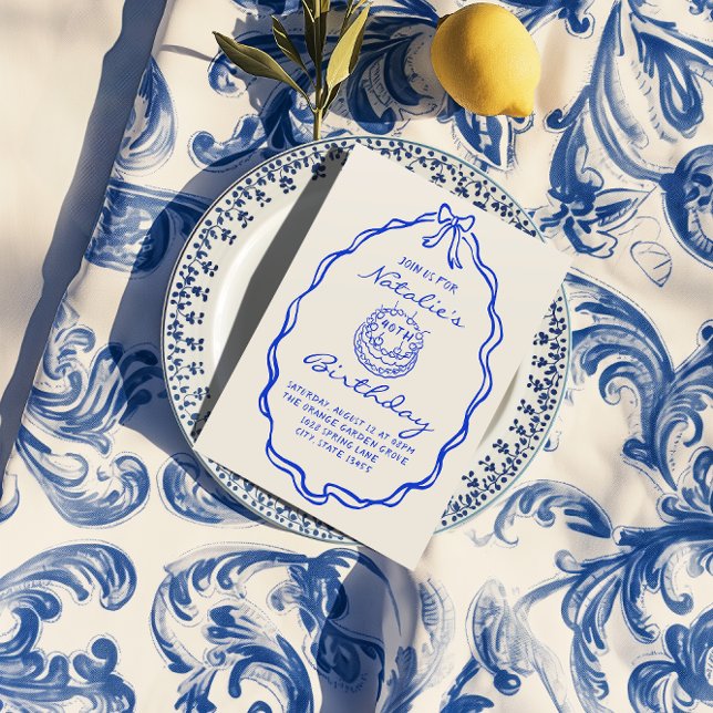 Invitación 40.ª Fiesta de Cumpleaños del Pastel de Oro Azul (Subido por el creador)