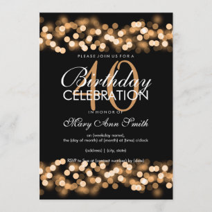 Invitación 40.ª Fiesta de cumpleaños Faux Gold Hollywood Glam
