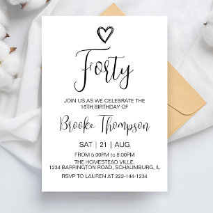 Invitación 40.ª Fiesta de Cumpleaños Hombres