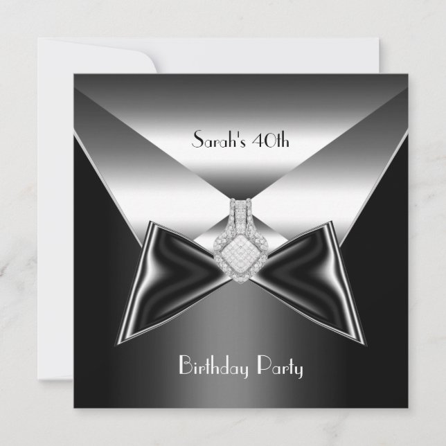 Invitación 40.ª Fiesta de cumpleaños Joya de Diamante de colo (Anverso)