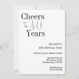 Invitación 40.ª Fiesta de Cumpleaños Mínima