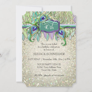 Invitación 40.ª Fiesta de cumpleaños: Pieza de pavo real