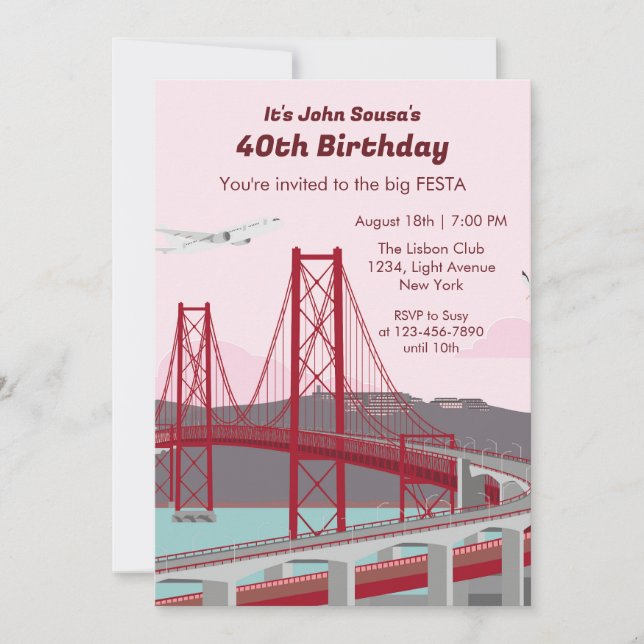 Invitación 40.ª Fiesta de cumpleaños Puente de Lisboa al atar (Anverso)