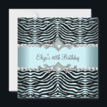 Invitación 40.ª Fiesta de cumpleaños Zebra Verde azulada Perl<br><div class="desc">40 cumpleaños Fiesta ZebraTeal Blue Pearl Silver Lace Elegante Clásico Todas las Ocasiones Simplemente cambiar la edad. Plantilla de invitaciones de cumpleaños de fiesta</div>