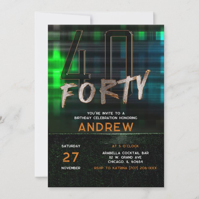 Invitación 40.ª Fiesta de ideas para hombres (Anverso)