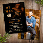 Invitación 40.ª foto de cumpleaños Gorra de Cowboy Rústico Bo<br><div class="desc">La foto del 40 aniversario del Rústico Gorra Boots Invitation presenta un par de botas de vaquero de cuero con gorra y la información personalizada de la invitación de la fiesta de cumpleaños número 40 a continuación. Añade tu foto favorita al revés. Creado por Evco Studio www.zazzle.com/store/evcostudio</div>