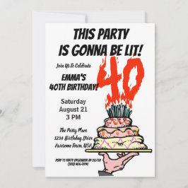Invitación 40.ª foto personalizada del Fiesta de cumpleaños