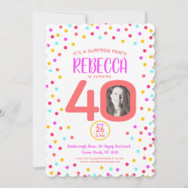Invitación 40.ª foto personalizado colorida del cumpleaños de