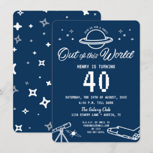 Invitación 40.ª galaxia espacial de cumpleaños fuera de este 