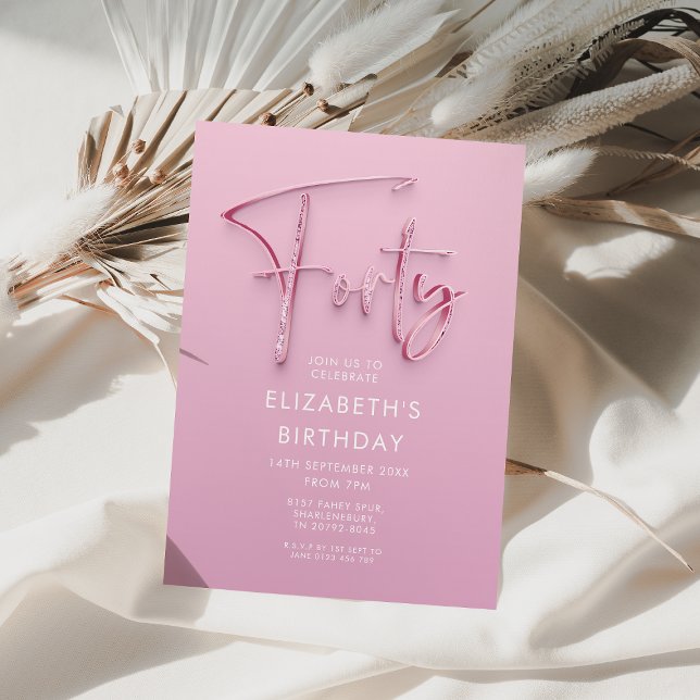 Invitación 40.ª glitz rosa de cumpleaños (Subido por el creador)