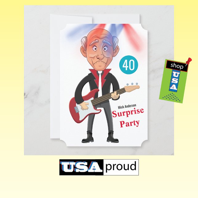 Invitación 40.ª guitarra masculina de 🎸 de cumpleaños divert (Subido por el creador)