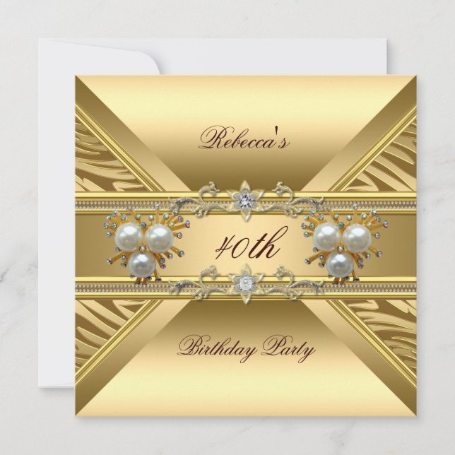 Invitación 40.ª Jornada Elegante Zebra Gold Pearl Jewels (Anverso)