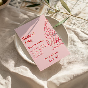 Invitación 40.ª Mano Dibujando La Torre De Champagne 40 Diver