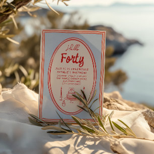Invitación 40.ª Mano Escrita Tartas Quirky Fun Cumpleaños