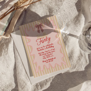 Invitación 40.ª Mano Rosa Pintada Bow Hola Cuarenta Cumpleaño