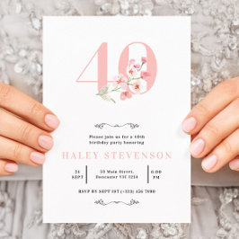 Invitación 40.ª Moda floral blanca y rosada