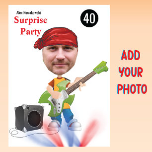 Invitación 40.ª 🎸 🤣 Rockstar Cumpleaños Guitar Funky Divers