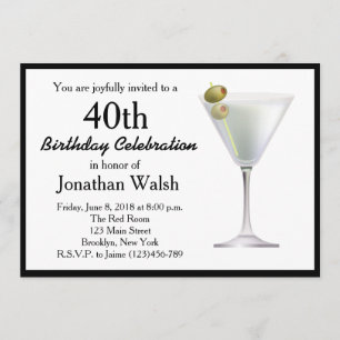 Invitación 40.ª sorpresa Martini Birthday Invitation