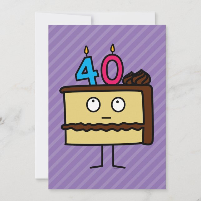 Invitación 40.ª tarta de cumpleaños con velas de chocolate (Anverso)