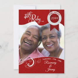 Invitación 40.ª vibrante foto del Personalizado Ruby Red Dama