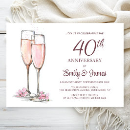 Invitación 40.º Aniversario Boda Champagne