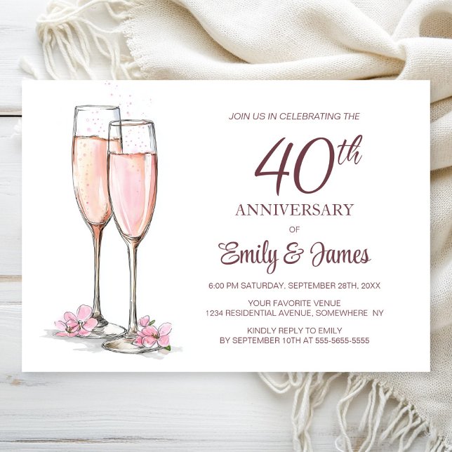 Invitación 40.º Aniversario Boda Champagne (Subido por el creador)