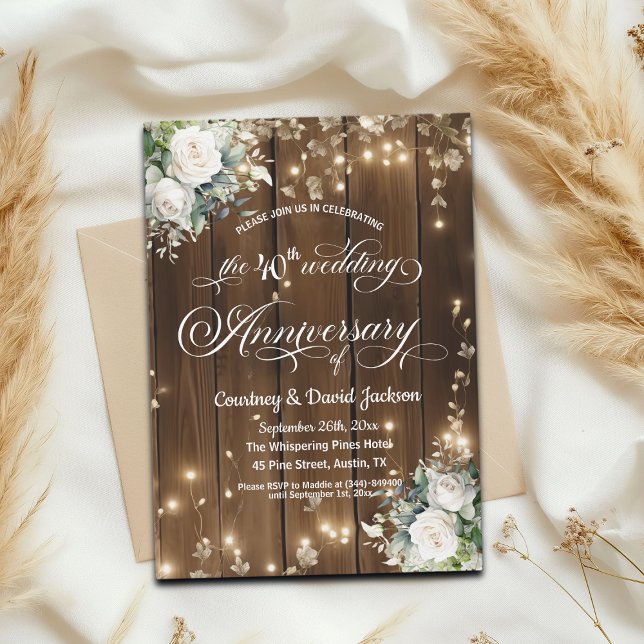 Invitación 40.º aniversario de Boda Rústica de las cadenas (Subido por el creador)