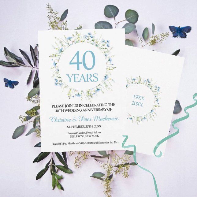 Invitación 40.º aniversario de la boda de Flores Silvestres A (Subido por el creador)
