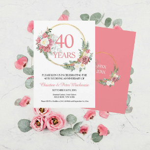 Invitación 40.º aniversario de los Rosas Bodas Ruby