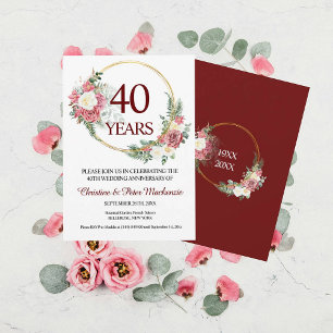 Invitación 40.º aniversario de los Rosas Bodas Ruby