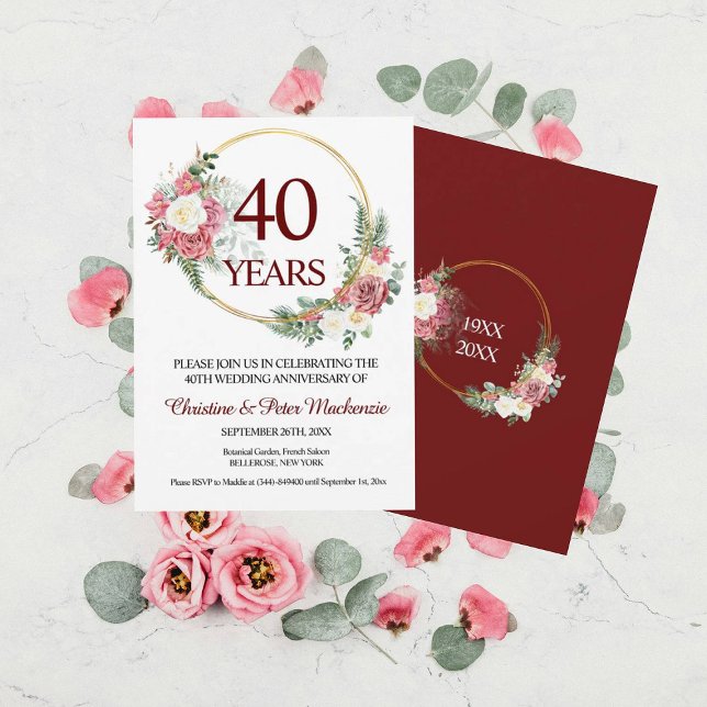 Invitación 40.º aniversario de los Rosas Bodas Ruby (Subido por el creador)
