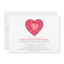 40.º aniversario de Ruby Boda Corazón de acuarela