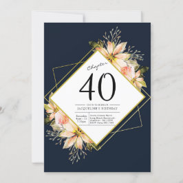 Invitación 40.º azul de la marina de cumpleaños