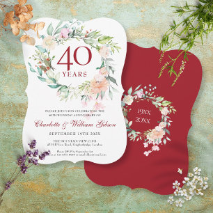 Invitación 40.º Boda de Aniversario de Ruby Rosas Garland