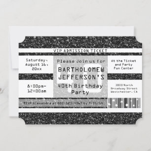 Invitación 40.º boleto de Fiesta de cumpleaños, marimacho neg