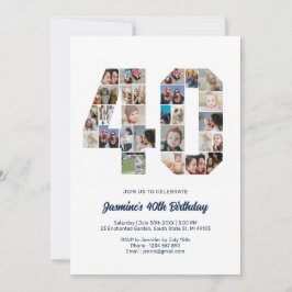 Invitación 40.º Collage de fotos de cumpleaños número 40 Pers