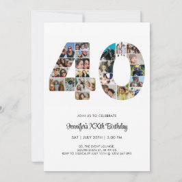 Invitación 40.º Collage de fotos de cumpleaños número 40 Pers