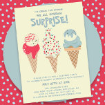 Invitación 40.º Cono de helado de Fiesta de sorpresas de cump<br><div class="desc">Novedades para el verano 2024. ¡Nuestro "Helado Crema,  Gritas Que Todos Nos Sorprendemos" 40 Años De Invitación! Seguido por tres helados retro color agua con helados patrióticos rojos,  blancos y azules y rociadores.</div>