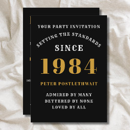 Invitación 40.º Cumpleaños 1984 Oro Negro Personalizado Para