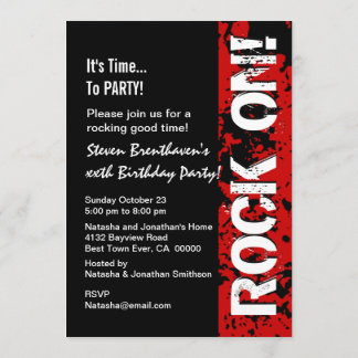 Invitación ¡40.º cumpleaños 40 rocas! Rojo grueso y negro A08