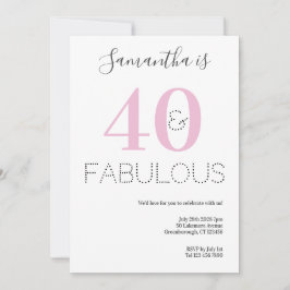 Invitación 40.º cumpleaños 40 y fabuloso Fiesta rosado