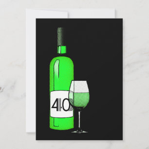 Invitación 40.º cumpleaños : botella de vino de media tonalid