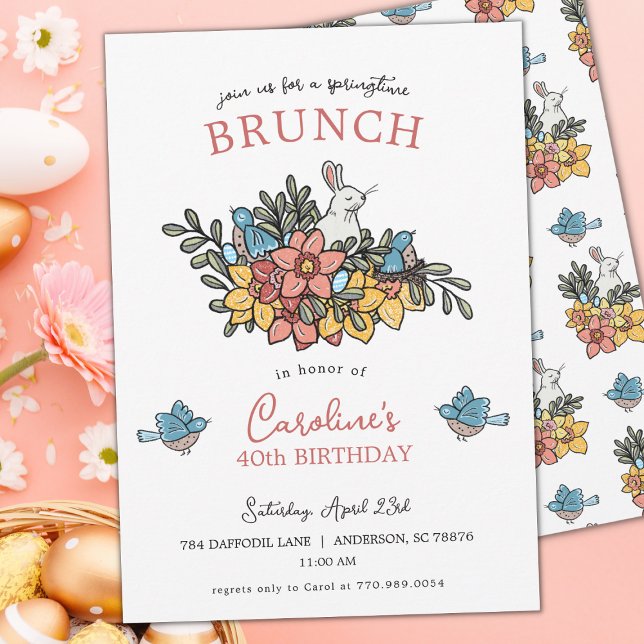Invitación 40.º cumpleaños Brunch Springtime (Subido por el creador)