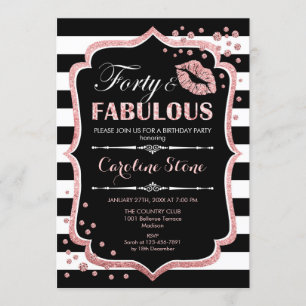 Invitación 40.º cumpleaños - Cuarenta fabulosos Rosas negros 