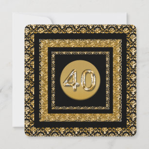 Invitación 40.º cumpleaños damascos de oro negro